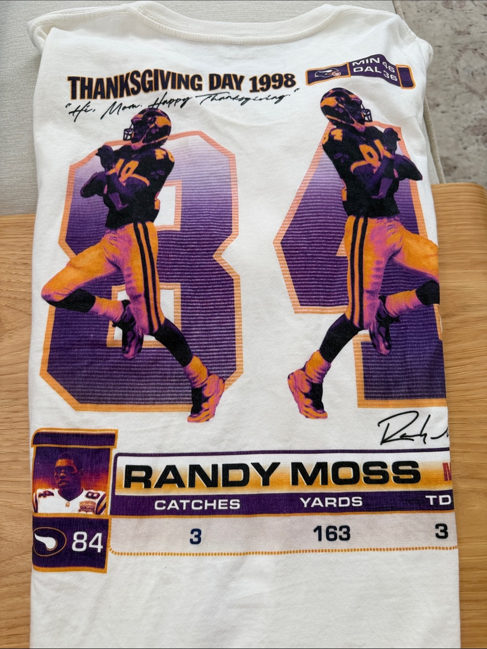 Randy Moss Thanksgiving Day 1998 White Graphic Tee